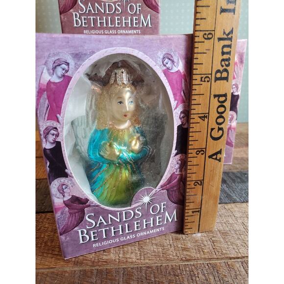 Sands of Bethlehem Religious Glass Ornaments -Set Of 4- Made with Holy Land Sand - Picture 15 of 16